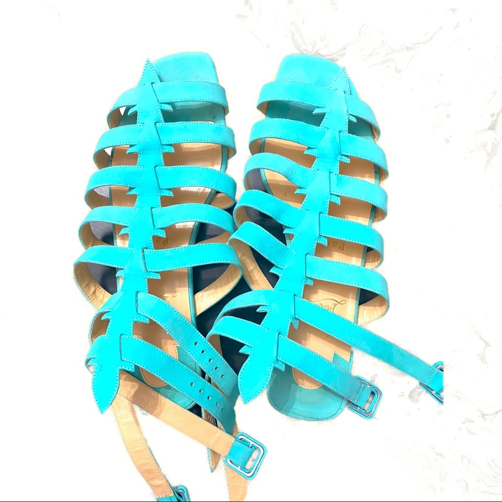 Louboutin aquamarine gladiator sandals 39